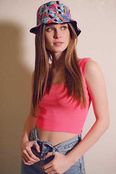 Trend Alaçatı Stili Dámska fuchsiová tenká mercerizovaná blúzka so štvorcovým...