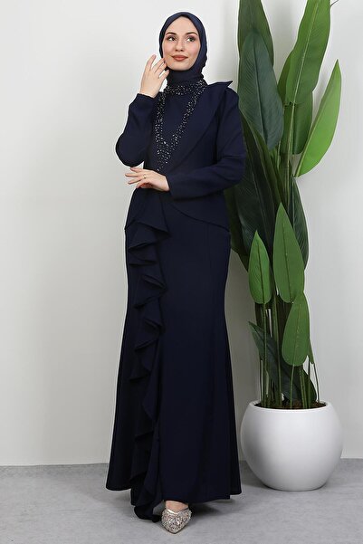 GİYZAMİLA Βραδινό φόρεμα Matilda Crepe Navy Blue