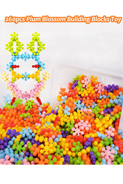 Generic لعبة مكعبات بناء على شكل زهرة البرقوق مكونة من 260 قطعة مع صندوق تخزين