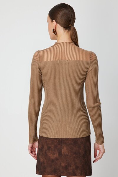 ON Pulover din tricot cu guler transparent cu pietre