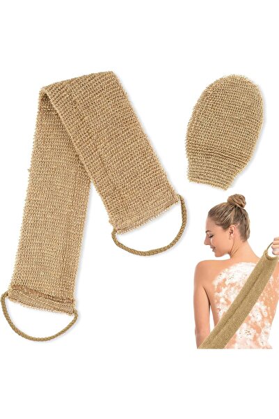 Generic 100% Natural Hemp Back Cleaning Glove & Loofah Set - JKJ&ZXZ