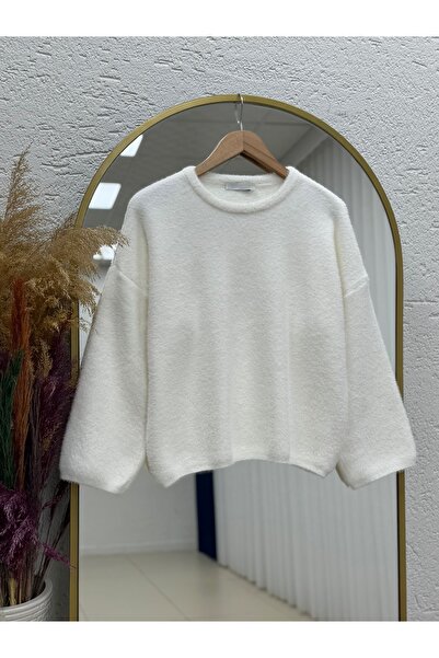 BENAHOLL Alina Bearded Short Oversized Sweater-Zi̇6261 White