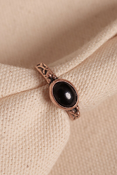 Süspüs Accessories خاتم نحاسي أصلي قابل للتعديل مرصع بحجر أونيكس