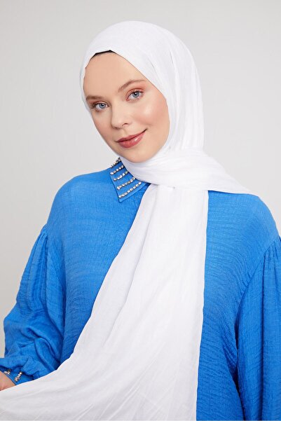 Levidor Beyaz Pliseli Pamuklu Şal