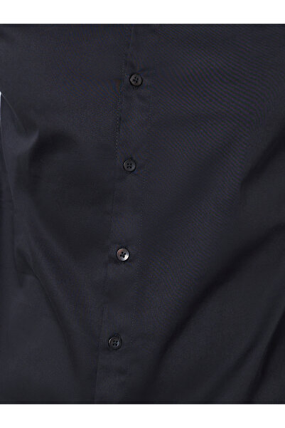 Styli Men Black Plain 60s Satin Long Sleeve Slim Fit Shirt