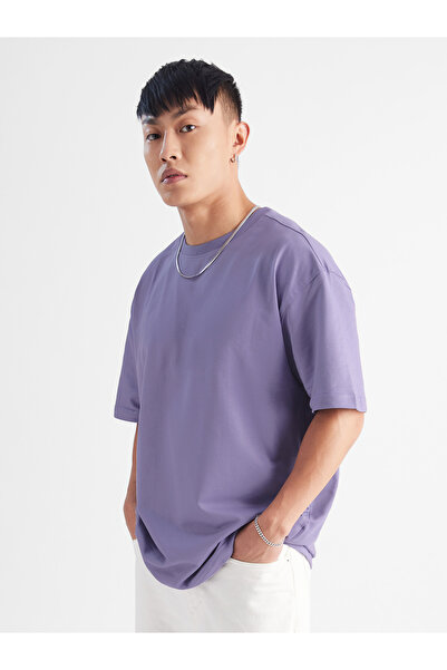The Souled Store By Styli Men Purple Oversized Cotton T-Shirt