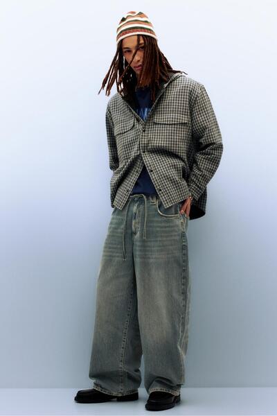 Pull & Bear Lastik belli süper bol paça jean