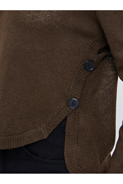 Styli Brown Button Detail Regular Fit Sweater
