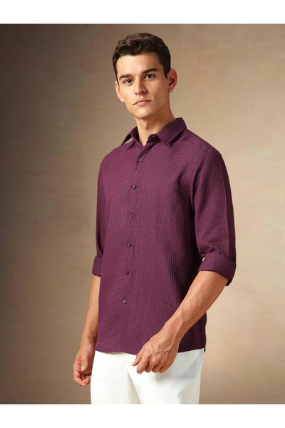 Dennis Lingo By Styli Men Slim Collar Textured Casual Shirt