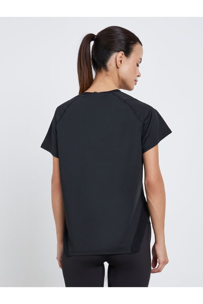 Styli Side Cut Mesh Insert Hem Loose Fit Top