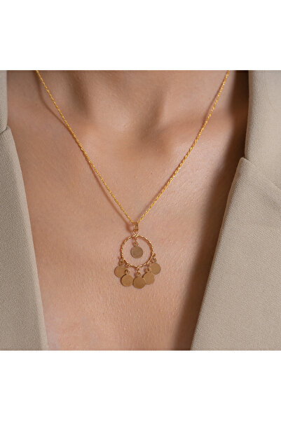 AMES GOLD KUYUMCULUK 14 Ayar Altın Sade Pullu Kolye