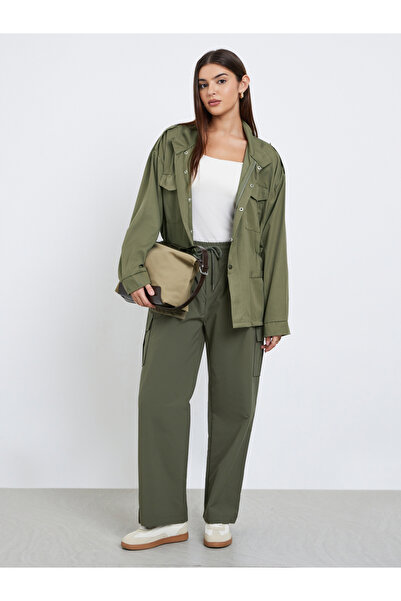 Styli Green Longline Utility Jacket with Pockets