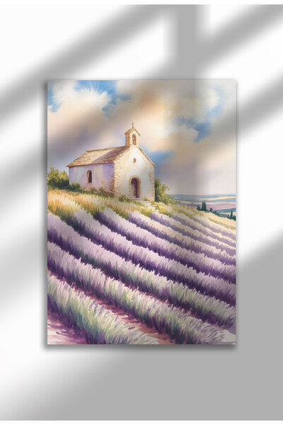 21mxm Unframed Lavender Canvas Poster - Digital Print on Matte Canvas - Chapel on a hill in lavander