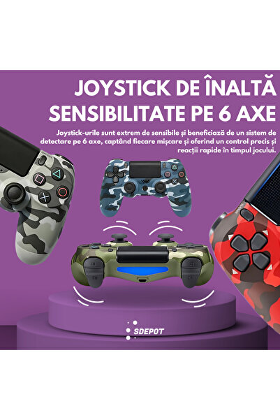 SDEPOT ® wireless controller, compatible with PS4, rechargeable battery, camouflage pattern, blue