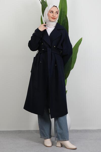 GİYZAMİLA Палто с големи джобове, тъмно синьо