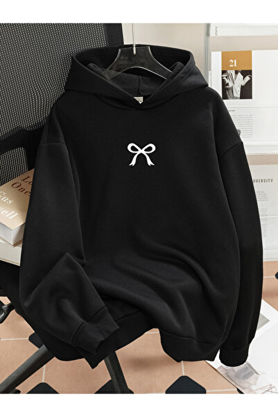 Take Two By Styli Girls Bow Print Long Sleeve Hoodie