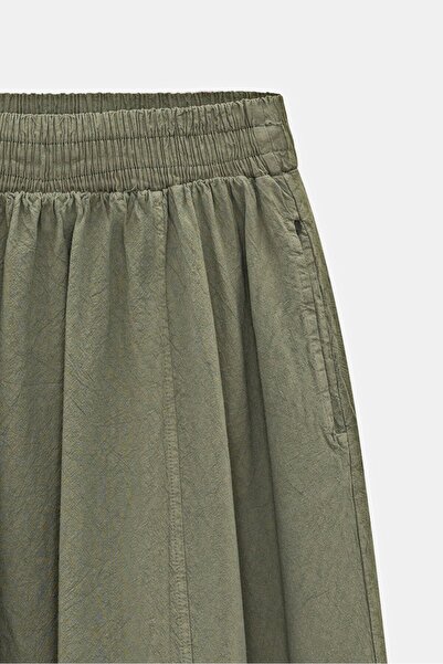 Saade Women's A-Line High Waist Pocketed Flowy Flared Skirt - Textured Linen
