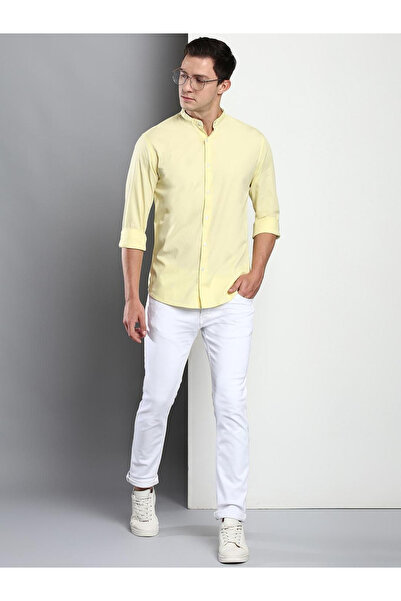 Dennis Lingo By Styli Men Yellow Comfort Slim Fit Casual Shirt