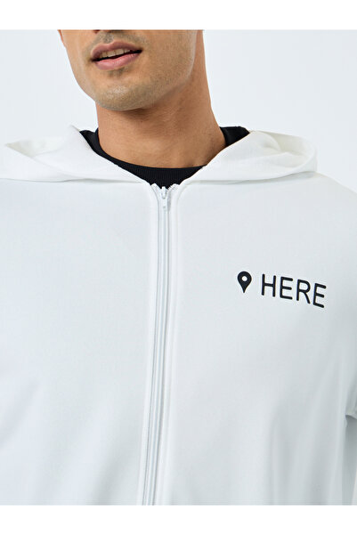 Take Two By Styli Men White Slogan Print Hooded Jacket