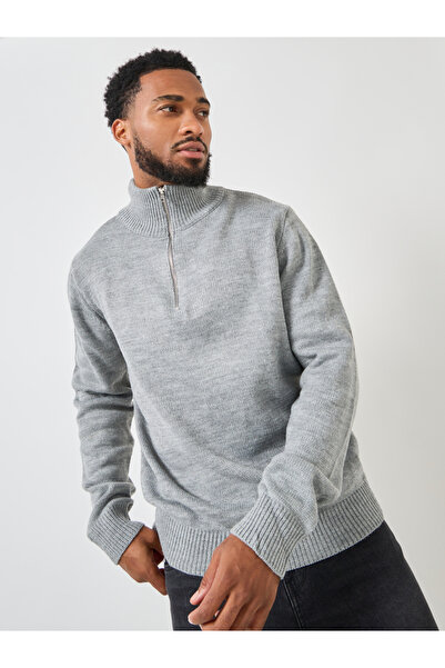Styli Front Half Zip Relaxed Fit Sweater