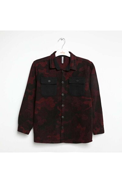 NANİCA Bordo Boy's Camouflage Shirt 1-5 Years Old