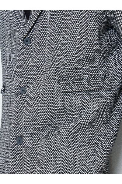 Styli Men Oversized Herringbone Woven Winter Coat