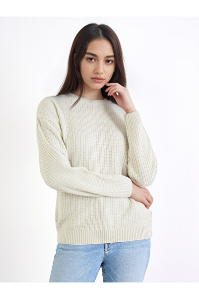 Styli Off White Knit Regular Fit Sweater