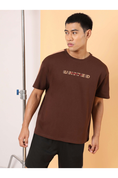 Cult By Styli Men Brown Typography Print Short Sleeve T-Shirt