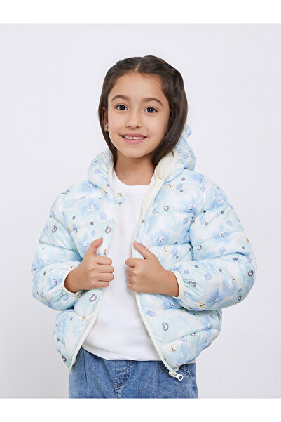 Styli Girls Blue All Over Print Puffer Jacket