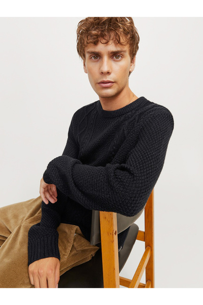 REBEL By Styli Jrebjosh Cable Knit Crew Neck Sweater