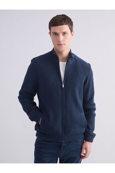 LC Waikiki Ανδρική πλεκτή ζακέτα LCWAIKIKI Classic Standard Mold Stand γιακά