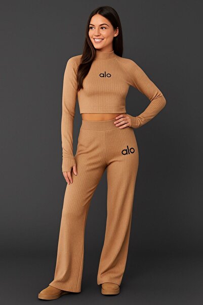 Fua Shop Γυναικείο Σετ Πλεκτό Crop Top-Κάτω μέρος με κορδόνια