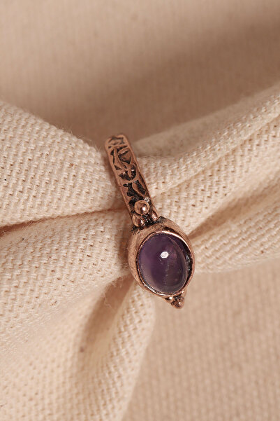 Süspüs Accessories Ametist Taşlı Ayarlanabilir Otantik Bakır Yüzük