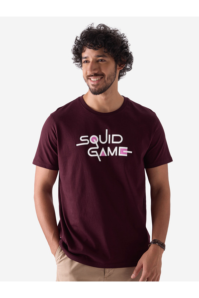 The Souled Store By Styli Men Burgundy Squid Game Logo T-Shirt