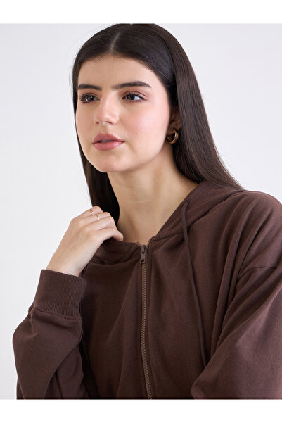 Styli Zip-Up Oversized Longline Hoodie