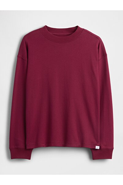 GAP Erkek Çocuk Bordo Heavyweight Oversized T-Shirt
