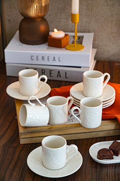 Heda Porselen Bahar 12 parça 6 Kişilik Porselen Kahve Fincan Takımı