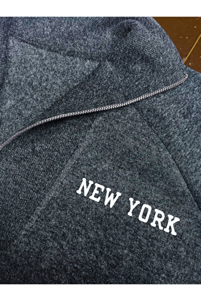 Take Two By Styli Charcoal Relaxed Fit Sweatshirt with Zip Detail