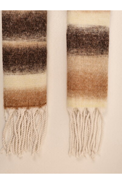 ICONE BAG Striped Patterned Shawl Scarf Earth Tones Shawl