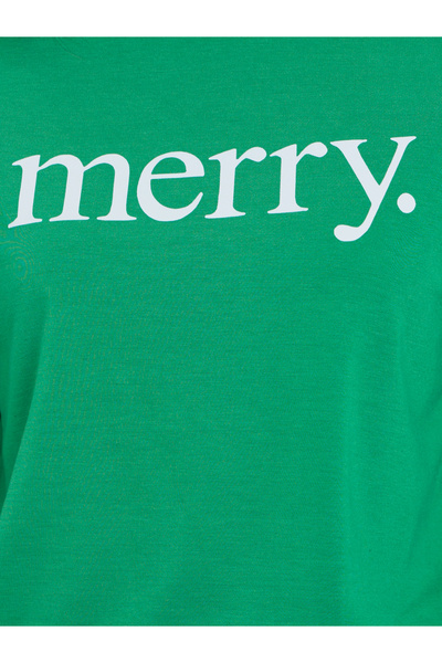 Take Two By Styli Green Merry Slogan Print Sweatshirt