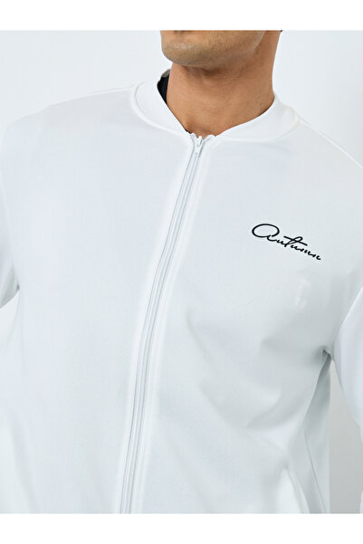 Take Two By Styli Men White Text Print Bomber Jacket