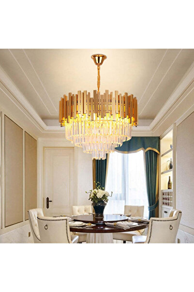 RFAN Candelabru, Model WL339/600, Textură de cristal, Metal, 10 x E27, Auriu