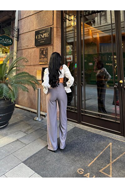 ROAVA Kadın Yüksek Bel Esnek Bol Paça Rahat Kalıp Pantolon