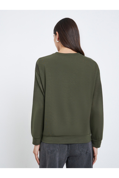 Take Two By Styli Olive Slogan Print Long Sleeve T-Shirt