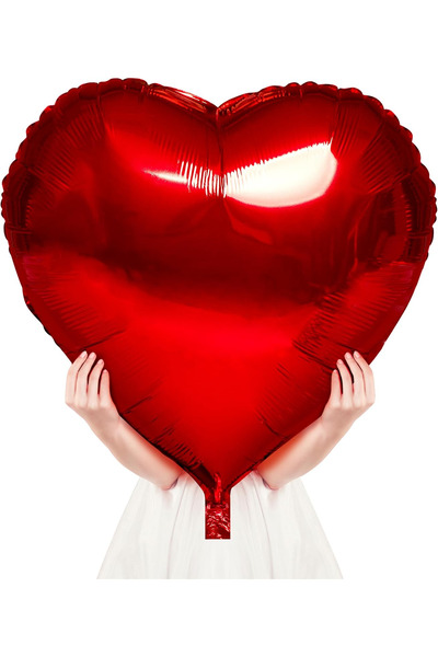 BALON DİYARI Kırmızı Kalp Folyo balon 45cm tüm renkler hava ve helyum ile uyumlu