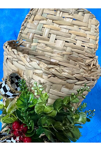 Marrone Door Basket Checkered Glitter Ribbon with Kokina