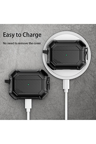 Alstrap Armor Case Compatible with AirPods Pro 3 – Carbon Fiber Pattern, Impact Protection, with Keychain