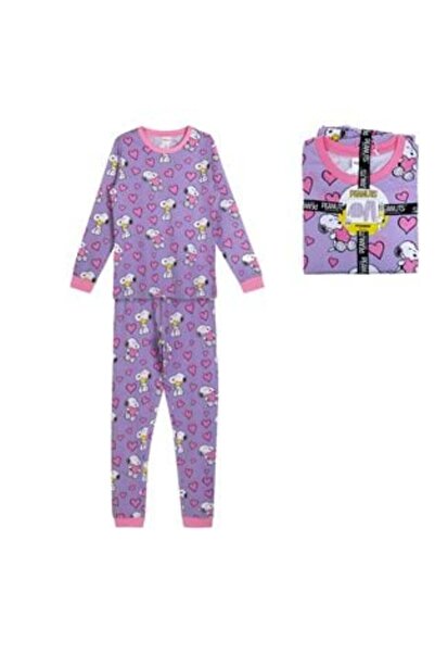 Silver Star Set de pijama de iarnă din bumbac cu imprimeu Snoopy liliac pentru mama