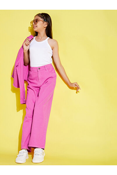 NOH-VOH By Styli Pink Denim Straight Jeans