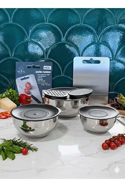 Seril Home 2'li Set 9 Parça Rendeli Saklama & Karıştırma Kabı + Paslanmaz Çel...
